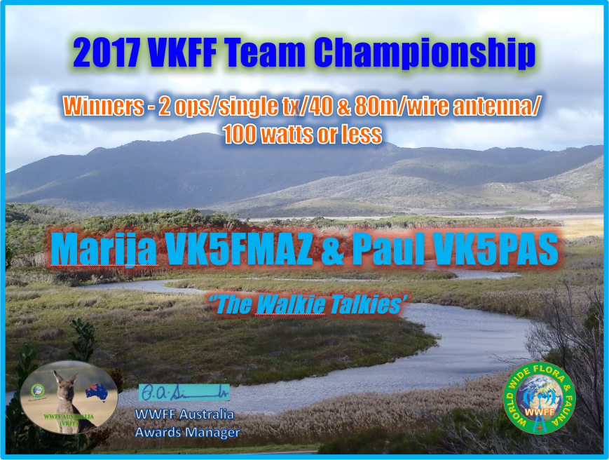 VK5PAS 2017 VKFF Team Champ 40 &amp; 80