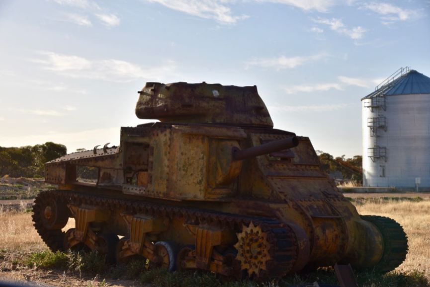 An old army tank in Murrayville