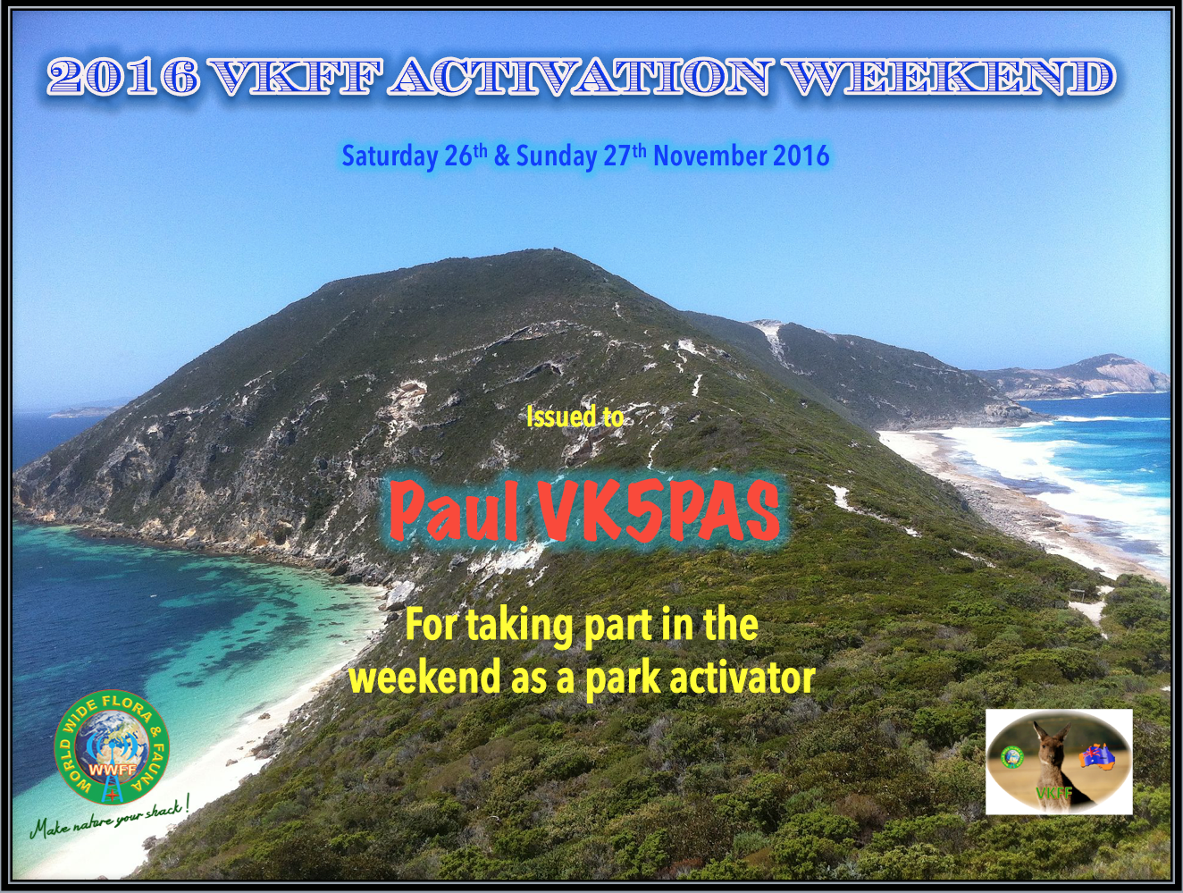 VK5PAS VKFF Activation Weekend 2016